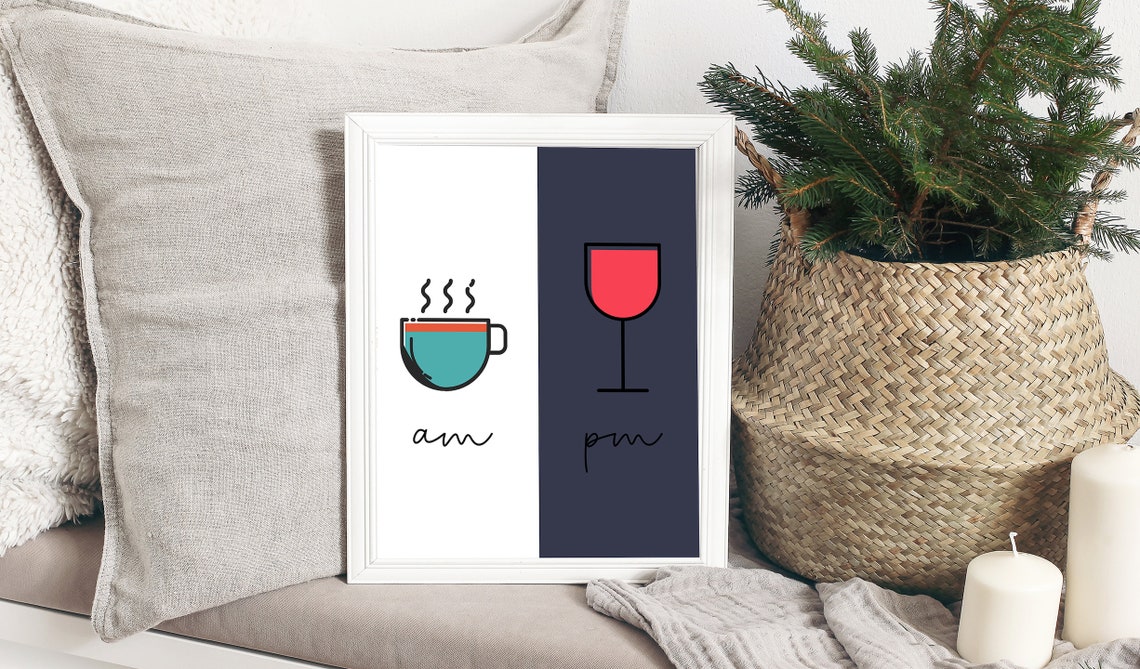 Coffee and Wine Wall Art Downloadable wall decor Kitchen Etsy
