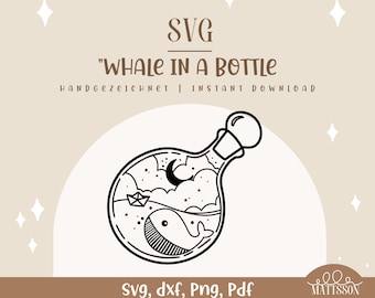 SVG - "Whale in a bottle" - plotter file for plotting and crafting - animals, children l compatible with Cricut, Silhouette, Brother Plotter, etc.