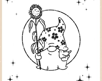 SVG - "Gnome with Sunflower" - Spring plotter file for plotting and crafting - compatible with Cricut, Silhouette, Brother Plotter etc.