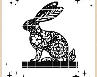 SVG - "Skandi Style Rabbit" with stand for blocks - spring plotter file for plotting and crafting - Ella Mattsson