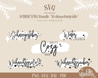 SVG Weihnachten "Wintergrüße" Bundle - 5 süße Schriftzüge für Winter und Weihnachten - Zum Plotten und Basteln mit gängigen Plottern