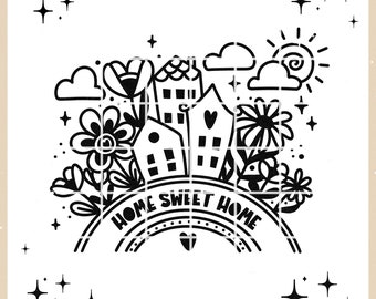 SVG - "Home sweet Home & Hurray spring is here" With flowers and houses - plotter file for plotting and crafting - Ella Mattsson