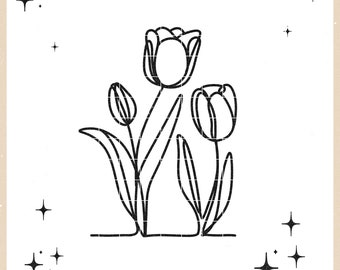 SVG - "One Line Art Tulips" - Spring plotter file for plotting and crafting - Ella Mattsson