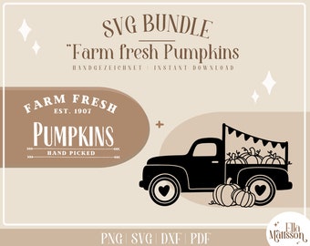 SVG - Farm Fresh Pumpkins - Pumpkin Pickup and Sign Hand lettering, plotter file, clipart, digistamp, tinkering cards, sticker, autumn