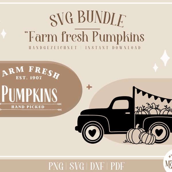 SVG - Farm Fresh Pumpkins - Pumpkin Pickup and Sign Hand lettering, plotter file, clipart, digistamp, tinkering cards, sticker, autumn