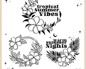 SVG Frangipani wreaths - summery plotter file - For plotting and crafting - Ella Mattsson