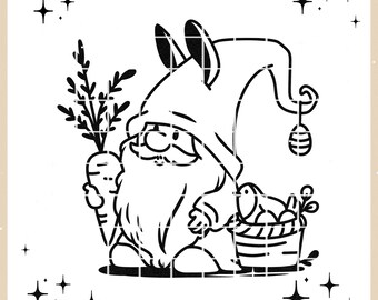 SVG - "Easter gnome with basket and bunny ears" - spring plotter file for plotting and crafting - Ella Mattsson