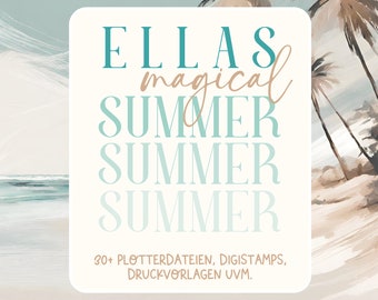 Voorverkoop! "Ella's magische zomer" SVG plotterbestanden, kaarsstickers PDF, digipaper en nog veel meer Zomer & maritiem - Ella Mattsson