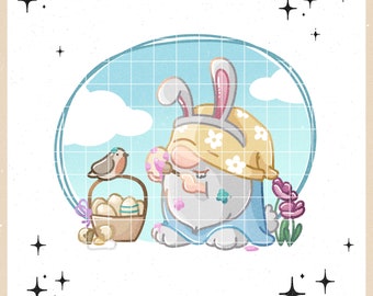 Clipart - "Easter gnome paints Easter eggs" - Ella Mattsson© - perfect for siiblimation printing, digipaper, illustration, card making and much more