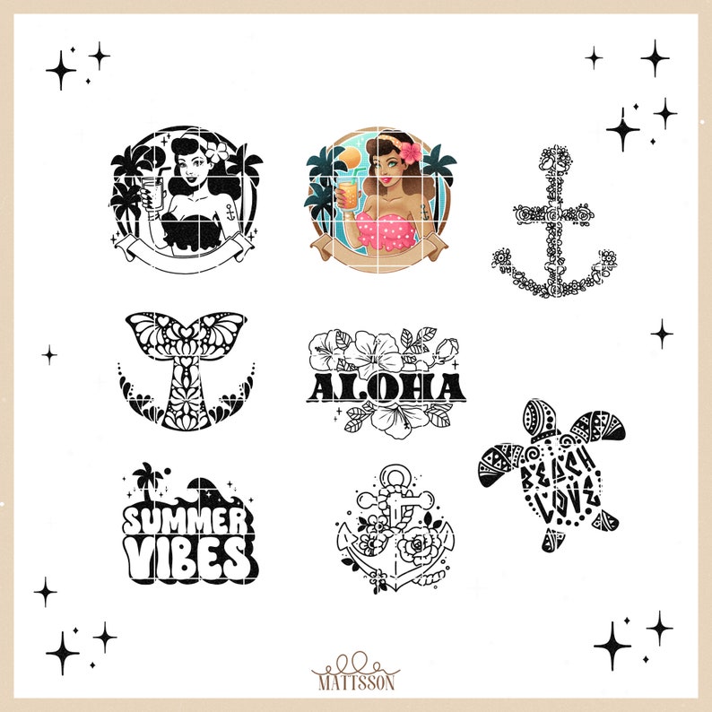 Pre-sale Ellas magical Summer SVG plotter files, candle stickers PDF, Digipaper and much more Summer & maritime Ella Mattsson image 8