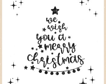 SVG Christmas "we wish you a merry Christmas tree" Christmas plotter file - lettering in a Christmas tree look - for plotting and crafting