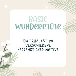 Weihnachten Kerzensticker Wundertüte 3 Größen Bis zu 60 Motive Bedruckte Wasserschiebefolie zum Herstellen von Kerzen und mehr Basic Wundertüte