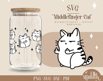 SVG - "Middlefinger Cat" - funny cat plotter file for plotting and crafting - compatible with Cricut and Silhouette Plotter - SVG animals