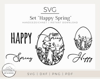 Happy spring - Flower egg SVG Plotter File | Easter SVG | Spring Plotter File