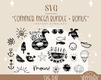 SVG - "Summer Mega Bundle" - summery plotter files for plotting and crafting - compatible with Cricut, Silhouette, Brother Plotter etc.
