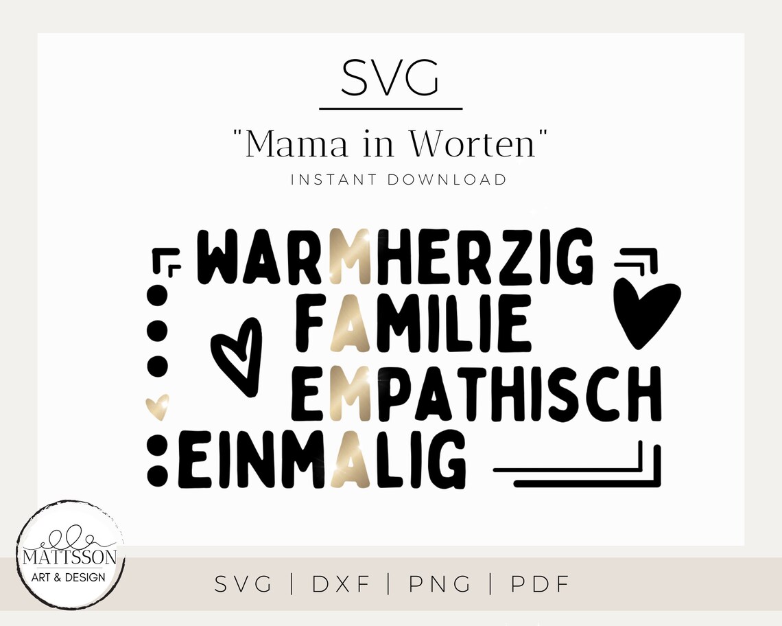 SVG Mama in Worten Handlettering Geschenkidee für Etsy.de
