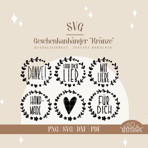 SVG - gift tag motifs - 6 wreaths for gift labels for plotting and printing with cricut, silhouette & brother plotter | Christmas