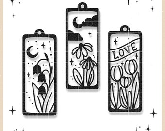 SVG bookmark bundle with flowers - plotter file - for plotting and crafting - Ella Mattsson
