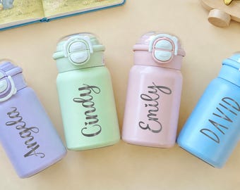 Personalized Engraved Kids Water Bottle, Custom Name Cup with Straw, Toddler Birthday Gift, Back‑to‑School Gifts, Party Favors