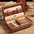 Personalized Humidor Cigar Case with accessories, Leather Cigar Case Box, Husband's Gift, Groomsmen Gifts, Travel Cigar Humidor Case for Him
