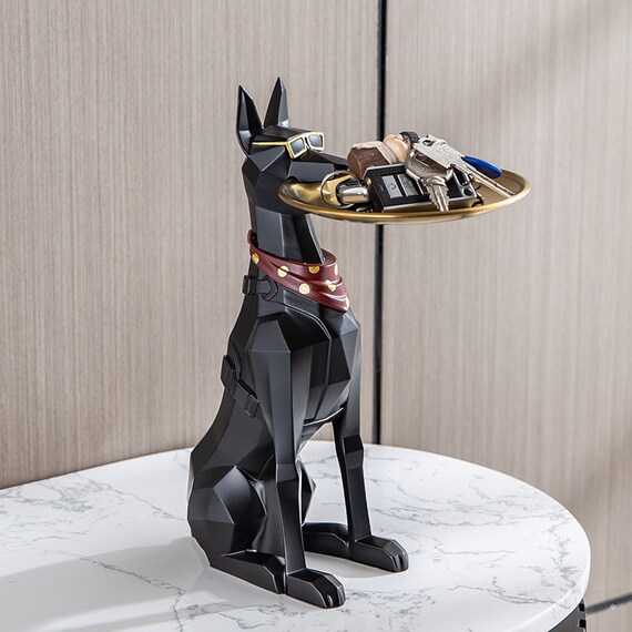 Dog Statue Doberman Pinscher Butler With Tray for Key Holder - Etsy New  Zealand