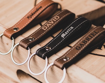Personalized Leather Keychain for Boyfriend, Unique Leather Gift for Men, Gift for Him, Fathers Day Gift, Husband Gift, Anniversary Gift