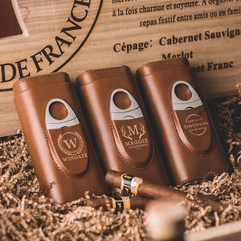 Personalized Travel Cigar Case, Groomsmen Proposal Gifts, Best Man Gift, Fathers Day Gift, Husband Gift, Boyfriend Gift, Gift for Him image 3