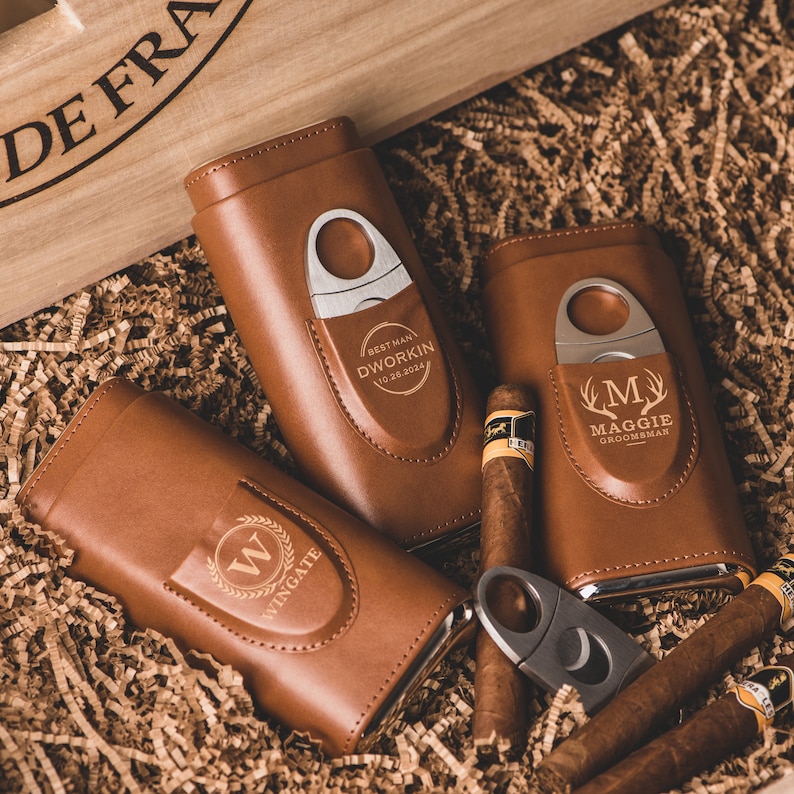 Personalized Travel Cigar Case, Groomsmen Proposal Gifts, Best Man Gift, Fathers Day Gift, Husband Gift, Boyfriend Gift, Gift for Him image 5