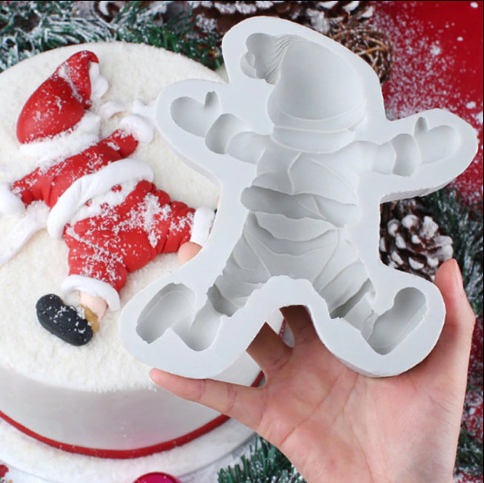 Christmas Santa Cookie Mould Silicone Mold Fondant Cake Etsy Christmas Silicone Mold