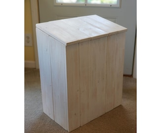 White Tall Wood Dog Food Storage Bin Pet Food Storage Container