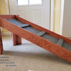 Unfinished Pet Ramp with Slats for Traction Wood Dog Ramp Pet Furniture to Get Your Dog onto Furniture or into Bed