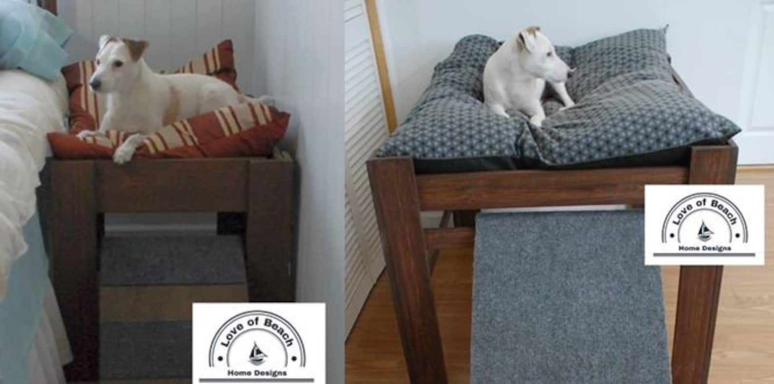 Large Dog Bed with Step or RampWood Raised Dog Bed Elevated Etsy