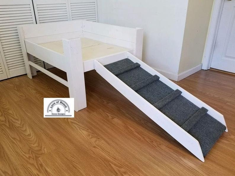 The SassyThe Original-Handmade Wood Dog Bed Raised Elevated Dog Bed Platform with 2 Raised Sides Daybed Dog Ramp Foot of the Bed image 2