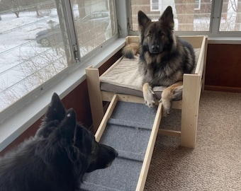 The Original-Handmade Wood Dog Bed Platform The "Sassy"-for Your Dog Bed, Raised Elevated Daybed Dog Foot of the Bed--Unfinished Furniture