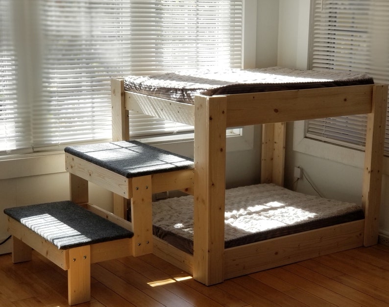 elevated dog bed with steps