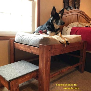 The "Sophie"-The ORIGINAL!!   Dog Bed with Step Ramp-Wood Raised Dog Bed Elevated Dog Bed Platform Pet Furniture Wood Pet Bed Window Apartme