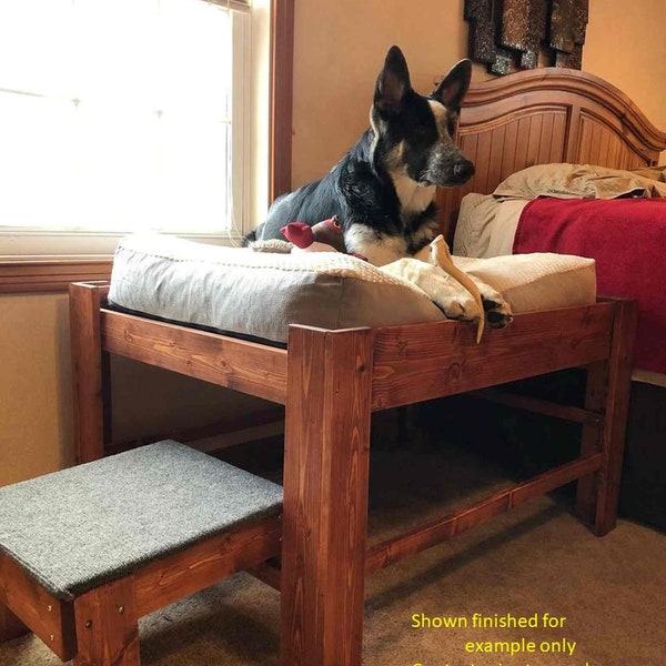 Plataforma de madera sin terminar para cama de perro. La "Sophie" para sujetar el cojín de la cama de tu perro: ¡la ORIGINAL! Cama elevada para perro.