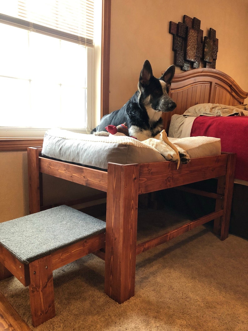 Large Dog Bed with Step or Ramp-Wood Raised Dog Bed Elevated | Etsy