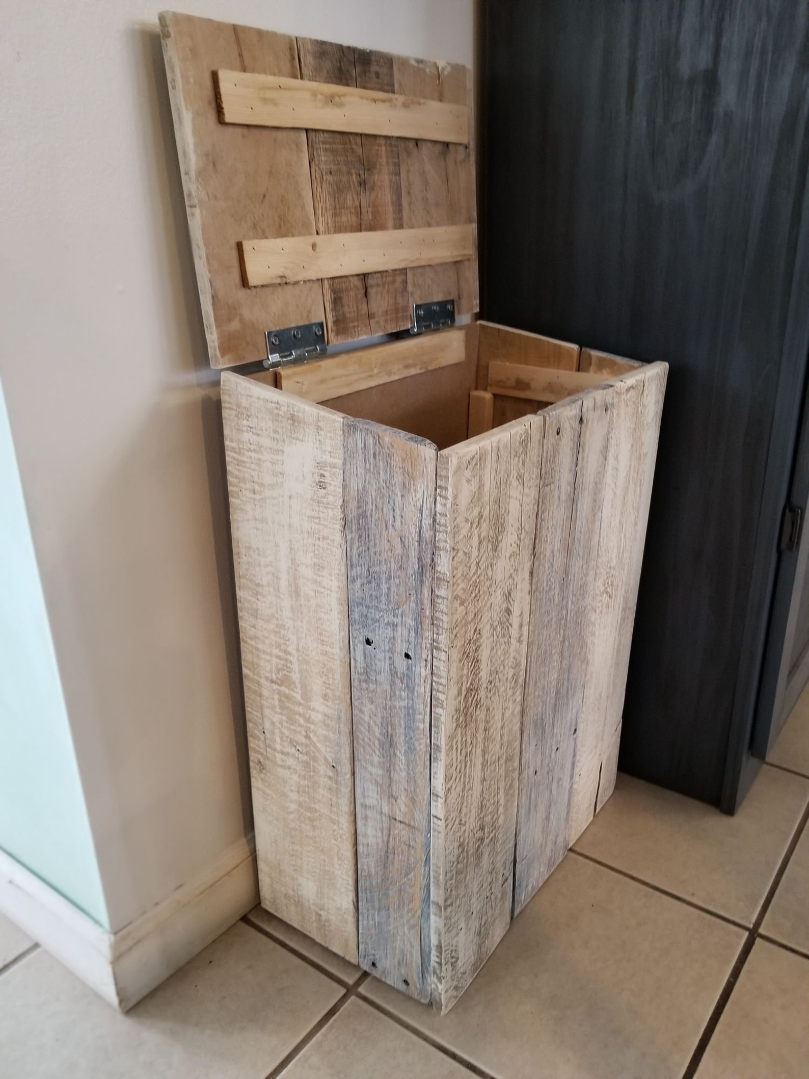 White Tall Wood Dog Food Storage Bin Pet Food Storage Etsy