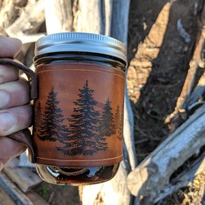 Handcrafted Leather Coffee Mug-coffee mug-Mason Jar holder-Leather gift-Travel Mug-Mason Jar-Leather Cup-Handmade-Nevada image 5