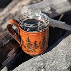 Handcrafted Leather Coffee Mug-coffee mug-Mason Jar holder-Leather gift-Travel Mug-Mason Jar-Leather Cup-Handmade-Nevada image 8