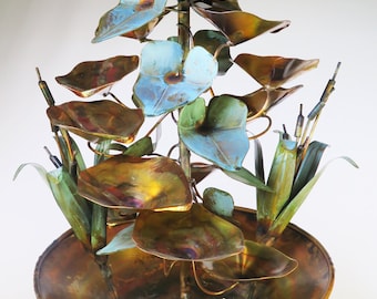 Hand Made Copper Water Fountain, Raintree design, Table Top with Flare Base by Roberto