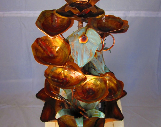Copper Water Fountain Raintree With Fluted Base Etsy