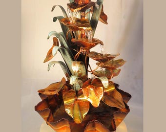 Hand Made Copper Water Fountain, Spiral design, Table Top with a fluted base by Roberto since 2008