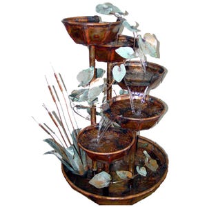 Hand Made Copper Water Fountain - Mini Waterfall design, tabletop, 24 inches tall with 5 cascading bowls