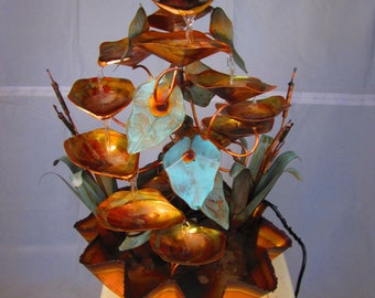 Copper Water Fountain - Medium Raintree Fluted Base fluted base