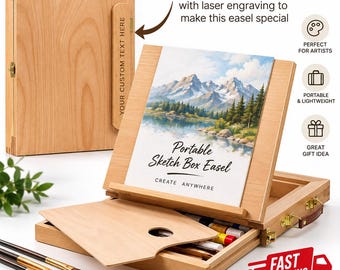 Personalized Beech Wood Art Easel: Portable Painting Table, Graduation Gift, Class of 2026