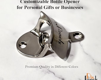 Personalized Wall Mount Bottle Opener: Custom Engraved Bar Decor