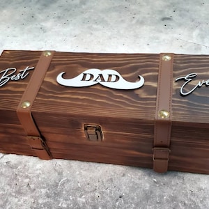 Father’s Day Wine Box | Personalized Rustic Wood Wine Holder | Custom Gift for Dad, Grandpa, or Husband | USA Seller | Fast Shipping