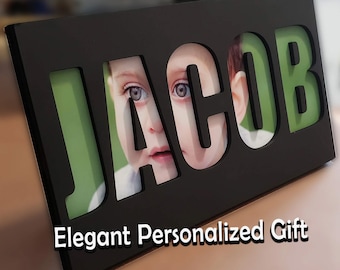 Personalized Name Picture Frame: Custom Letter Mask, Birthday Gift